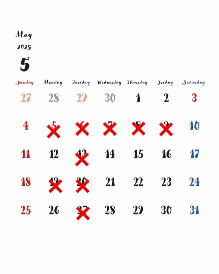 5月の営業ならびにGW期間中ののお知らせ